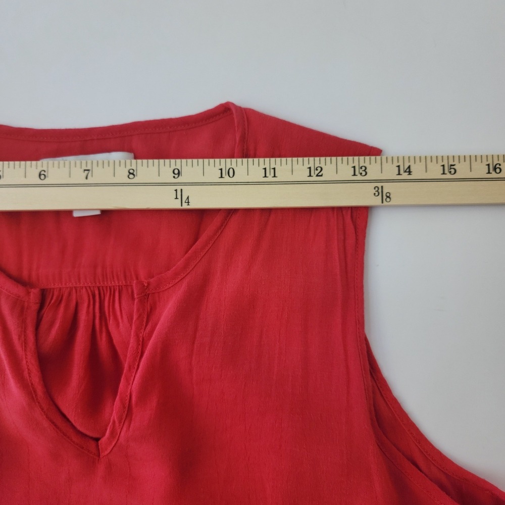 Cristina B Womens Red Sleeveless Split Neck High Low Hem Blouse Size Large - Picture 4 of 6